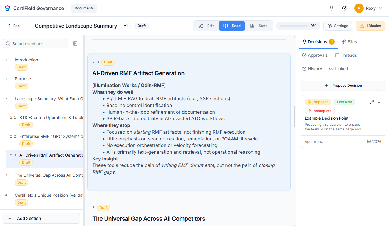 CertiField Governance screenshot